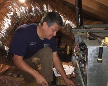 Residential heating & air service. Attic installation